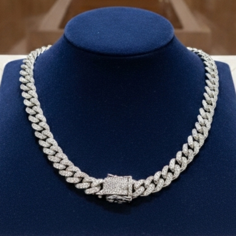 *NEW!* 13MM Iced White Gold Cuban Chain - Picture 1 of 14